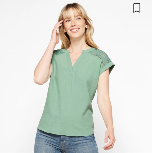 Fortune & Ivy Peyton Lace Mint Green Top - Picture 2 of 4
